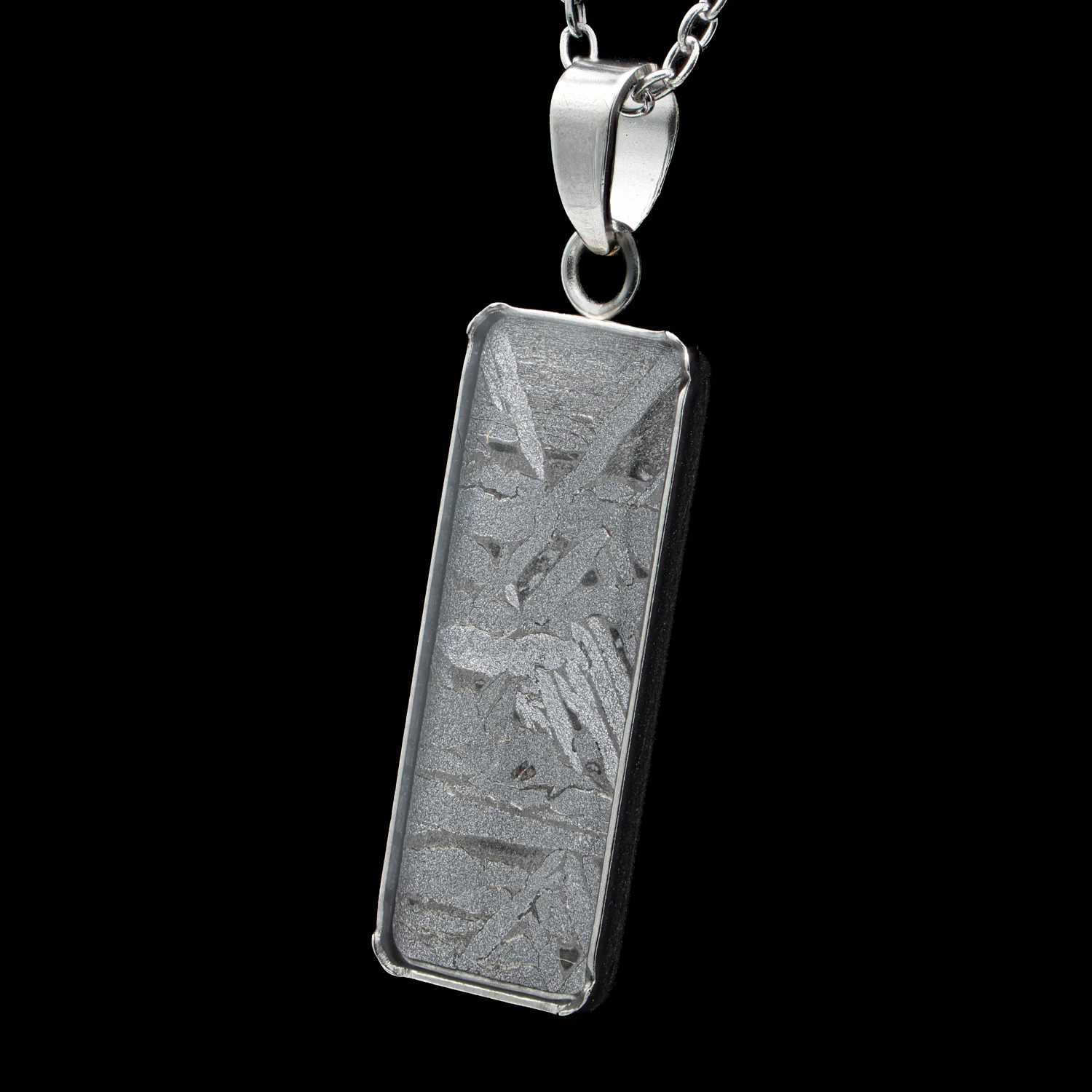Aletai Meteorite Widmanstätten Pattern Rectangular Pendant - Image 3