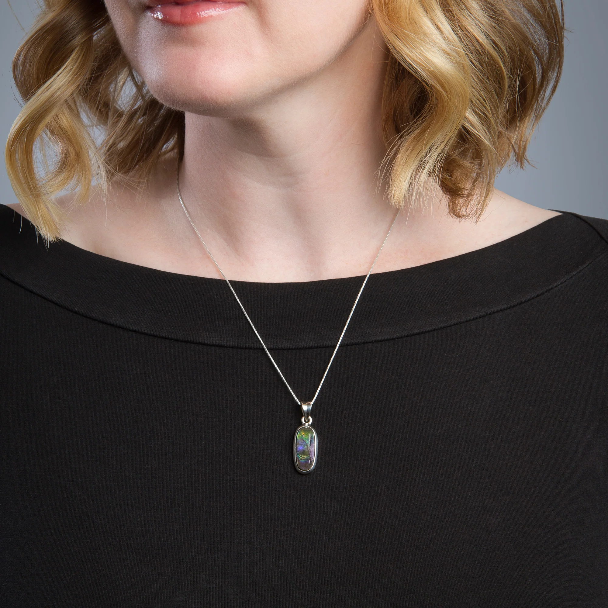 Ammolite Gemstone Pendant Necklace - Standard - Image 7