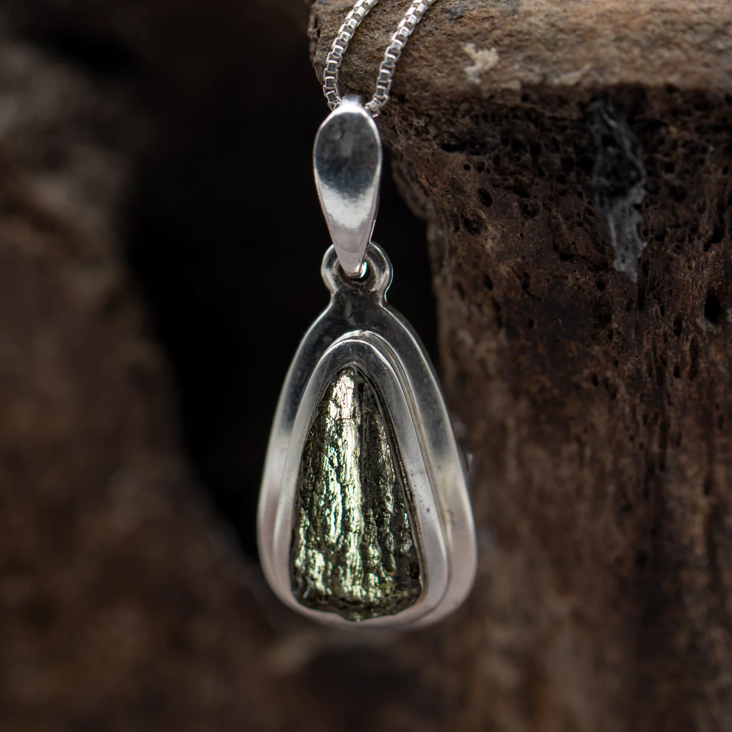 Moldavite Asteroid Impact Glass Jewelry (Bezel Style) - Image 7