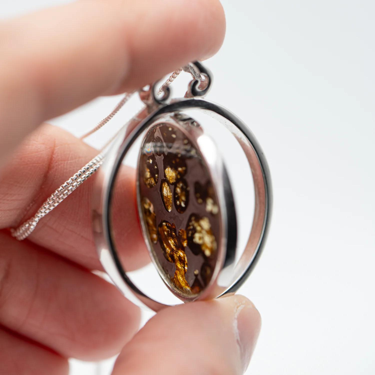 Sericho Pallasite Meteorite 1.23" Cross-Section Pendant Spinner C SOLD - Image 3